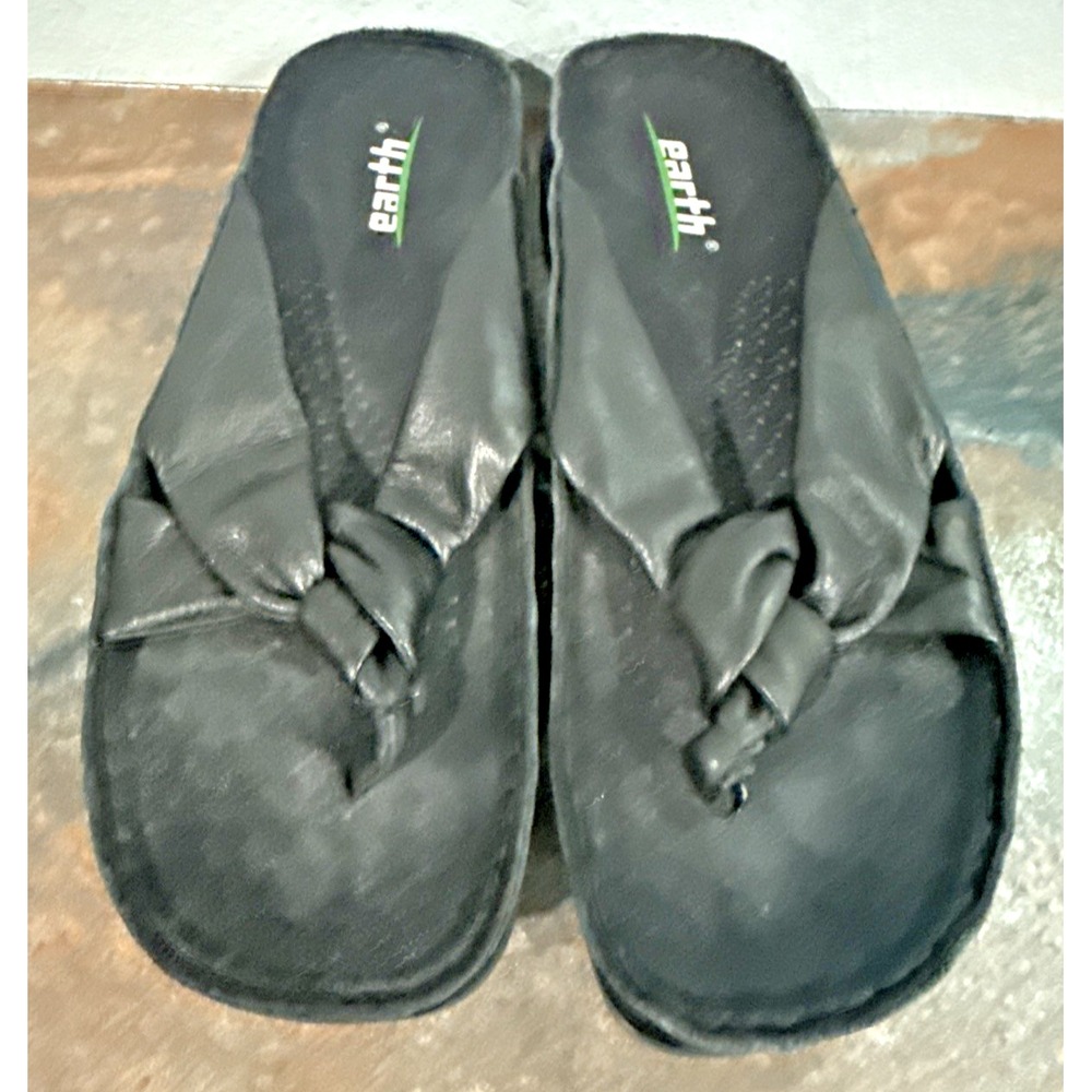 Earth Tranquil 2 Womens 7B Black Leather Braided Slide Comfort Sandals
